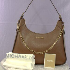 Michael Kors Luggage Brown Leather Chain Hobo Shoulder Bag NWT $598
